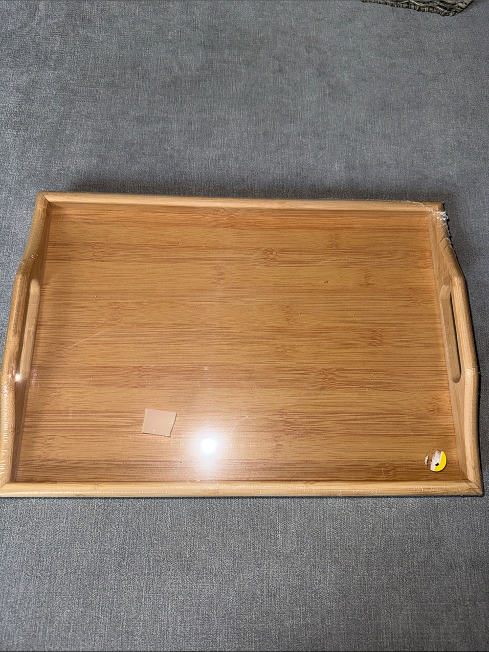 Raised Bamboo Serving Tray with Handles